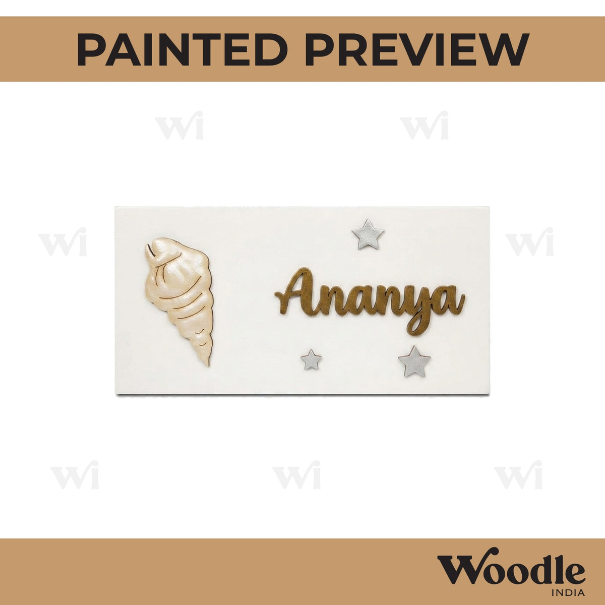 Seashell Kids Nameplate MDF Design 1