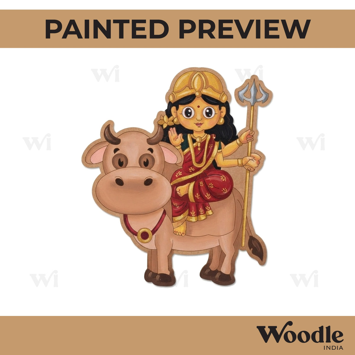 Shailaputri Goddess Durga Pre Marked MDF Design 1