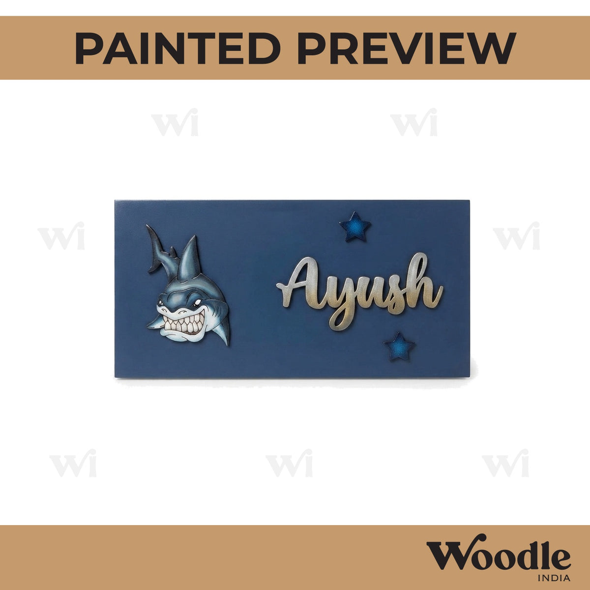 Shark Kids Nameplate MDF Design 1