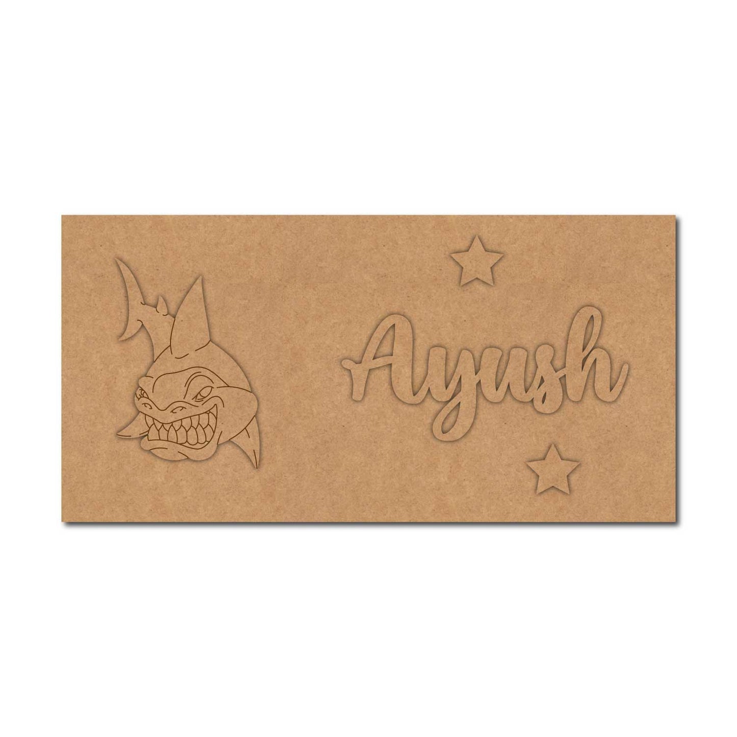 Shark Kids Nameplate MDF Design 1