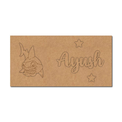 Shark Kids Nameplate MDF Design 1