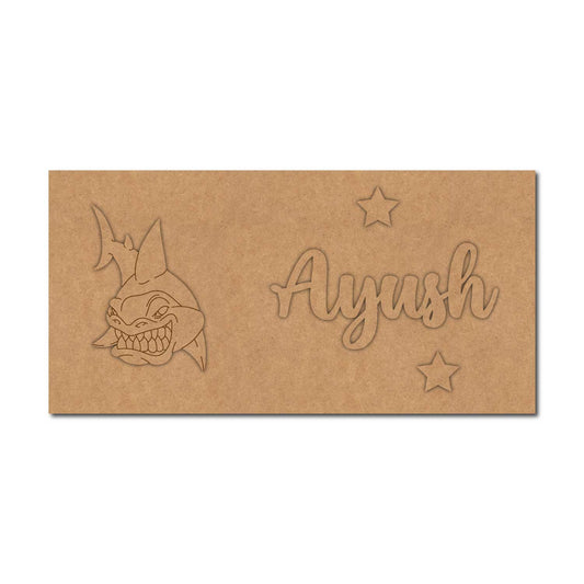 Shark Kids Nameplate MDF Design 1