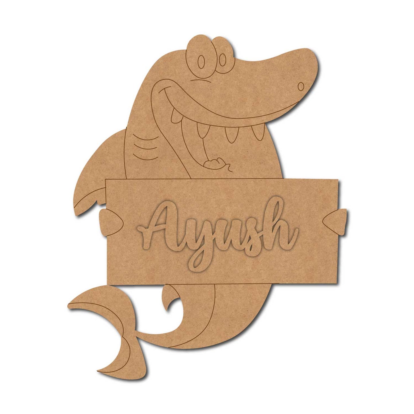 Shark Nameplate Pre Marked MDF Design 1