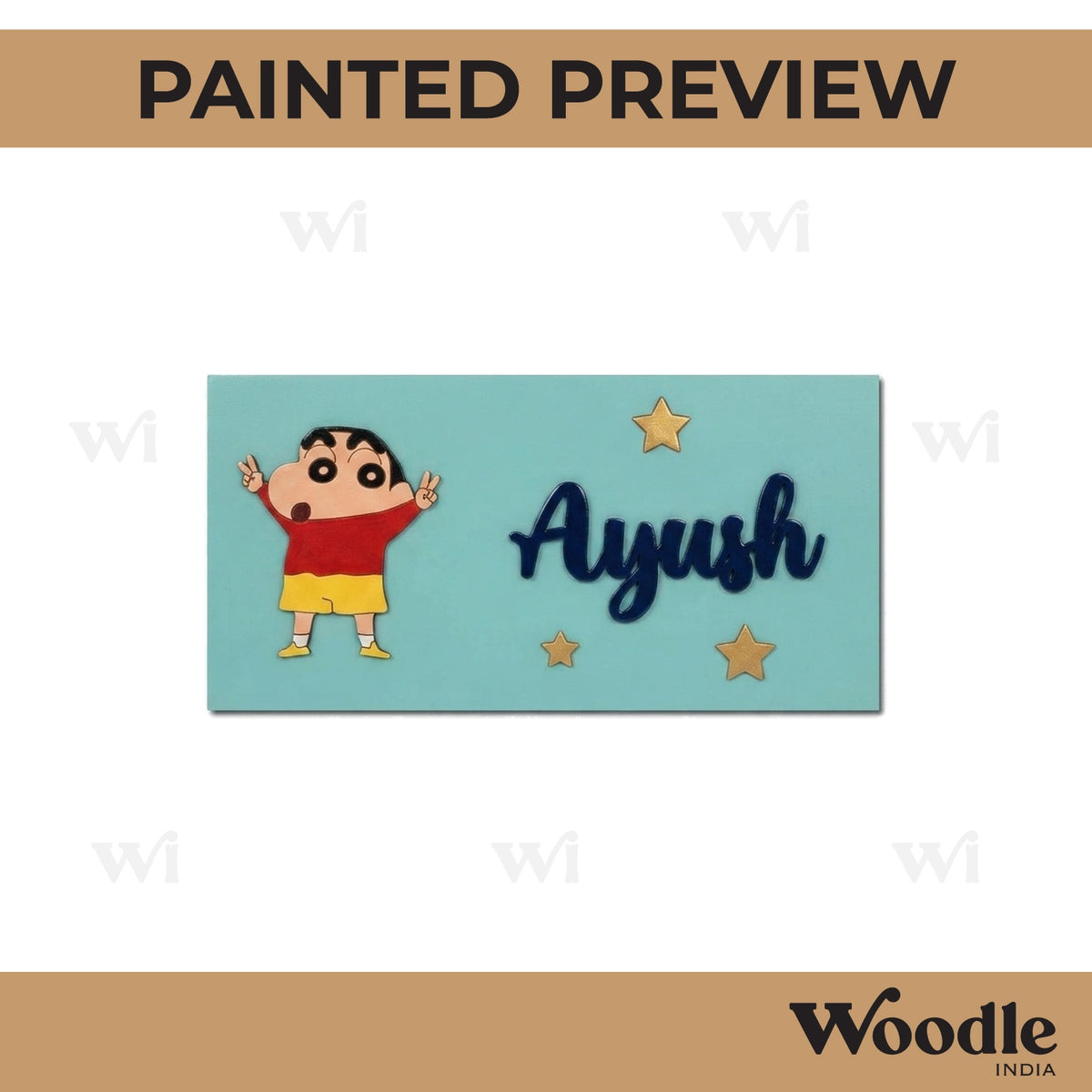 Shinchan Kids Nameplate MDF Design 1