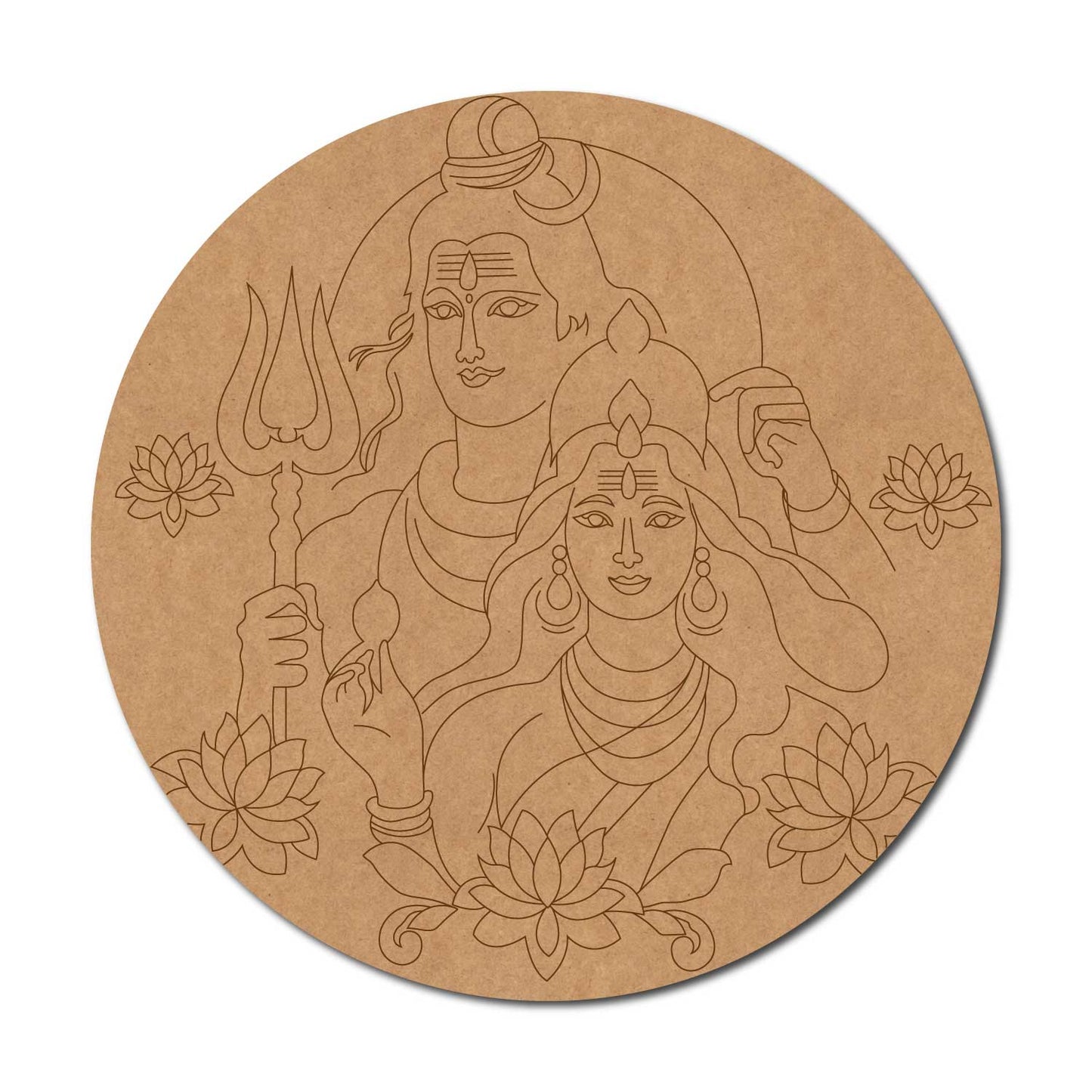 Shiv Ji And Parvati Pre Marked Round MDF Design 1
