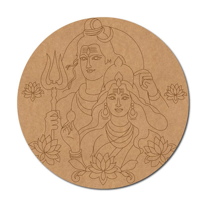 Shiv Ji And Parvati Pre Marked Round MDF Design 1
