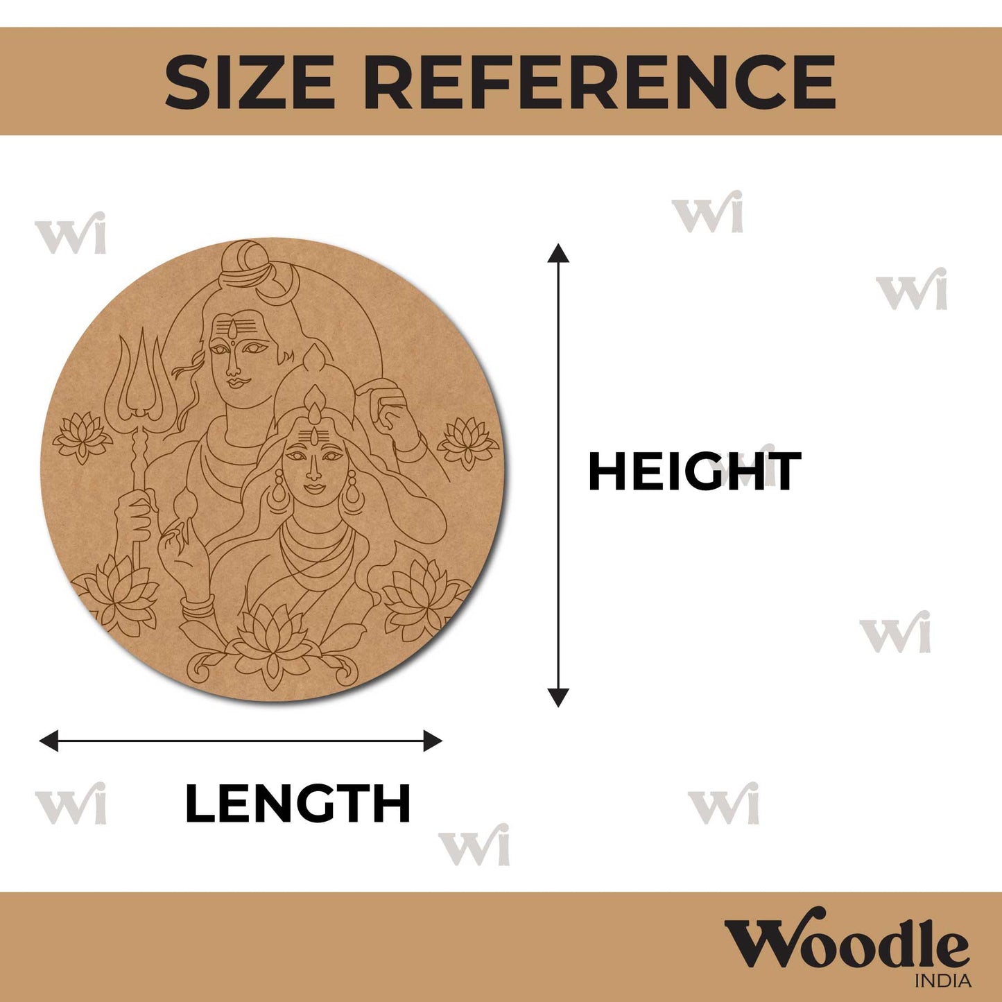 Shiv Ji And Parvati Pre Marked Round MDF Design 1