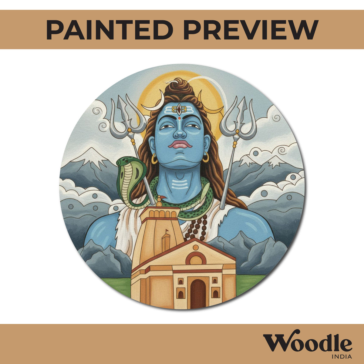 Shiv Ji Kedarnath Pre Marked Round MDF Design 1