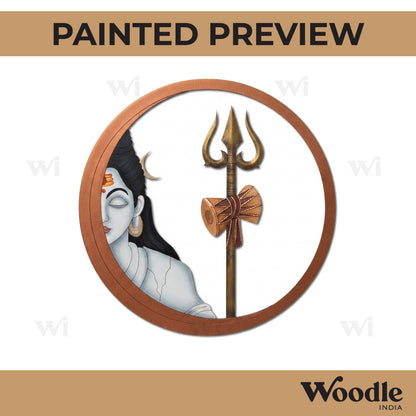 Shiv Ji Trishul Pre Marked Round Base MDF Design 1