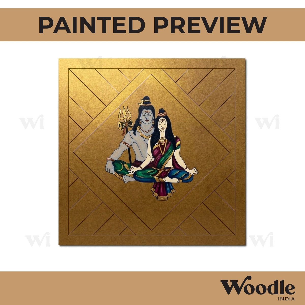 Shiva And Parvarti Pre Marked Base MDF Design 1