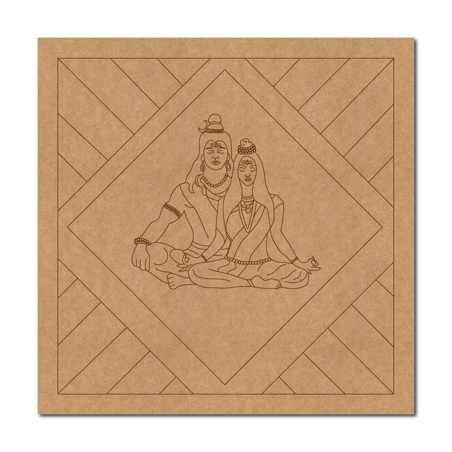 Shiva And Parvarti Pre Marked Base MDF Design 1