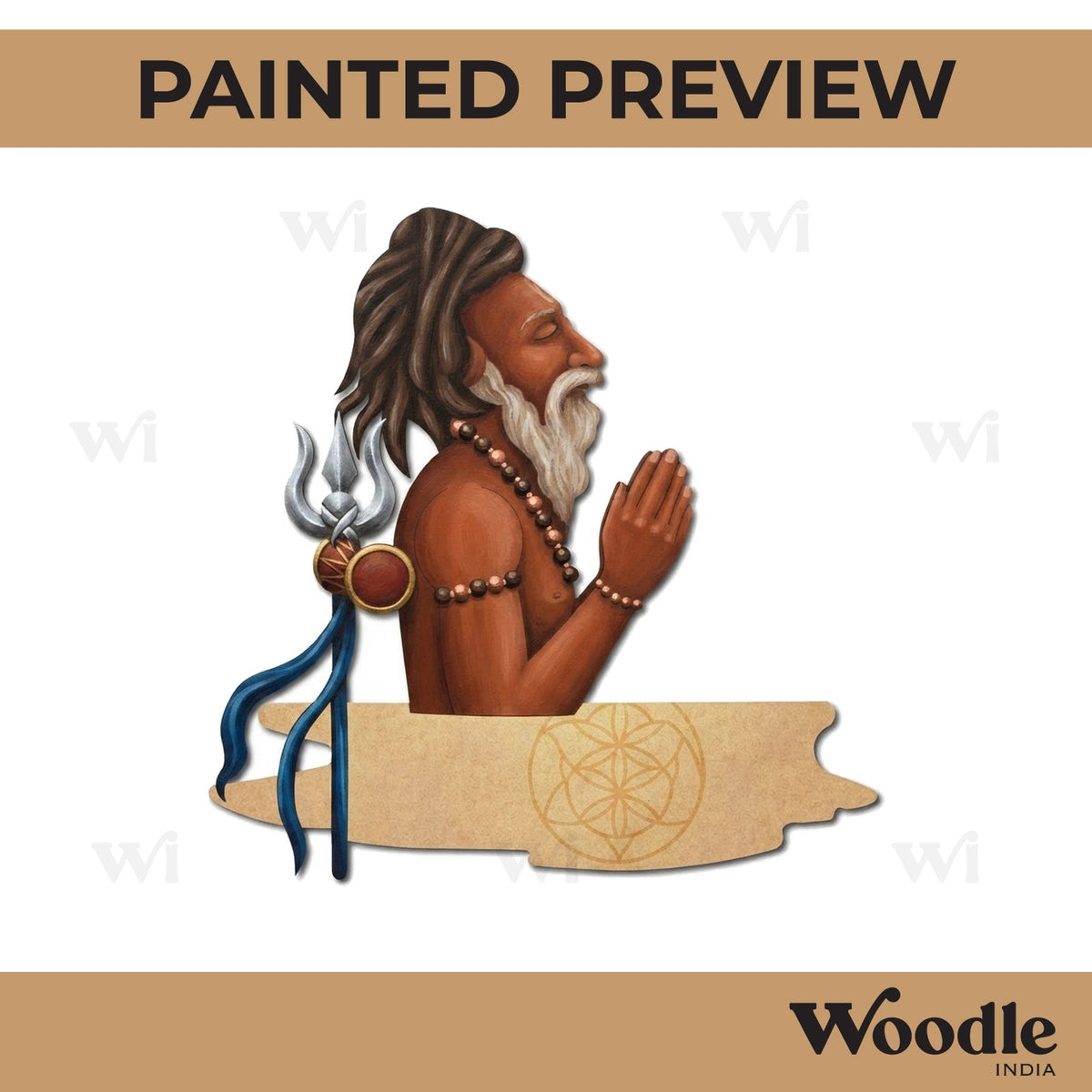 Shiva Trishul Sadhu Maha Kumbh Pre Marked MDF Design 1