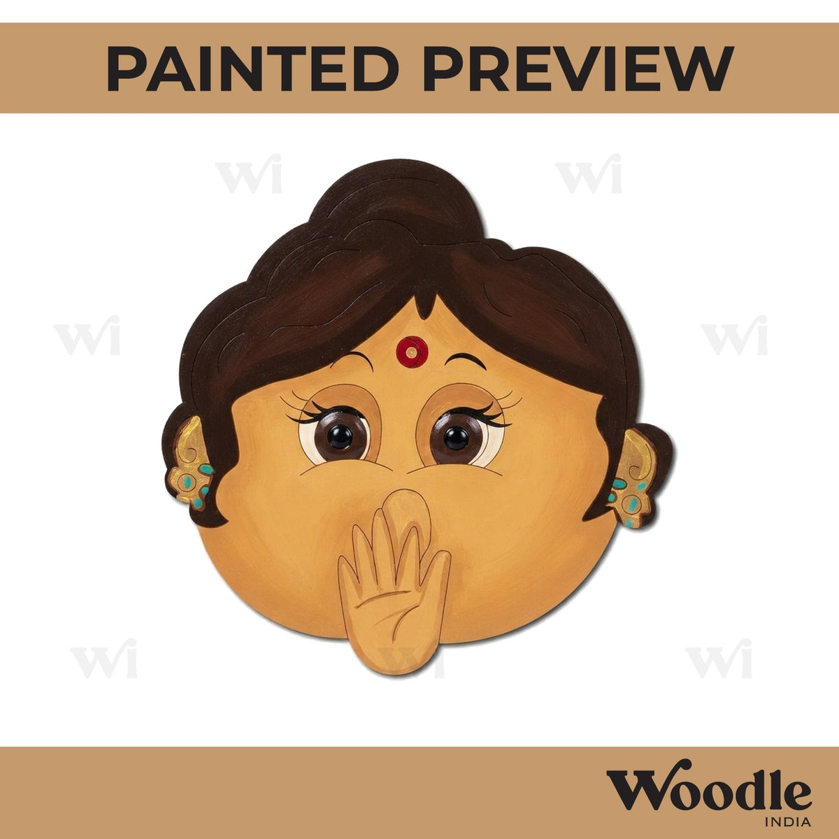 Shocked Indian Woman Face Pre Marked MDF Design 1