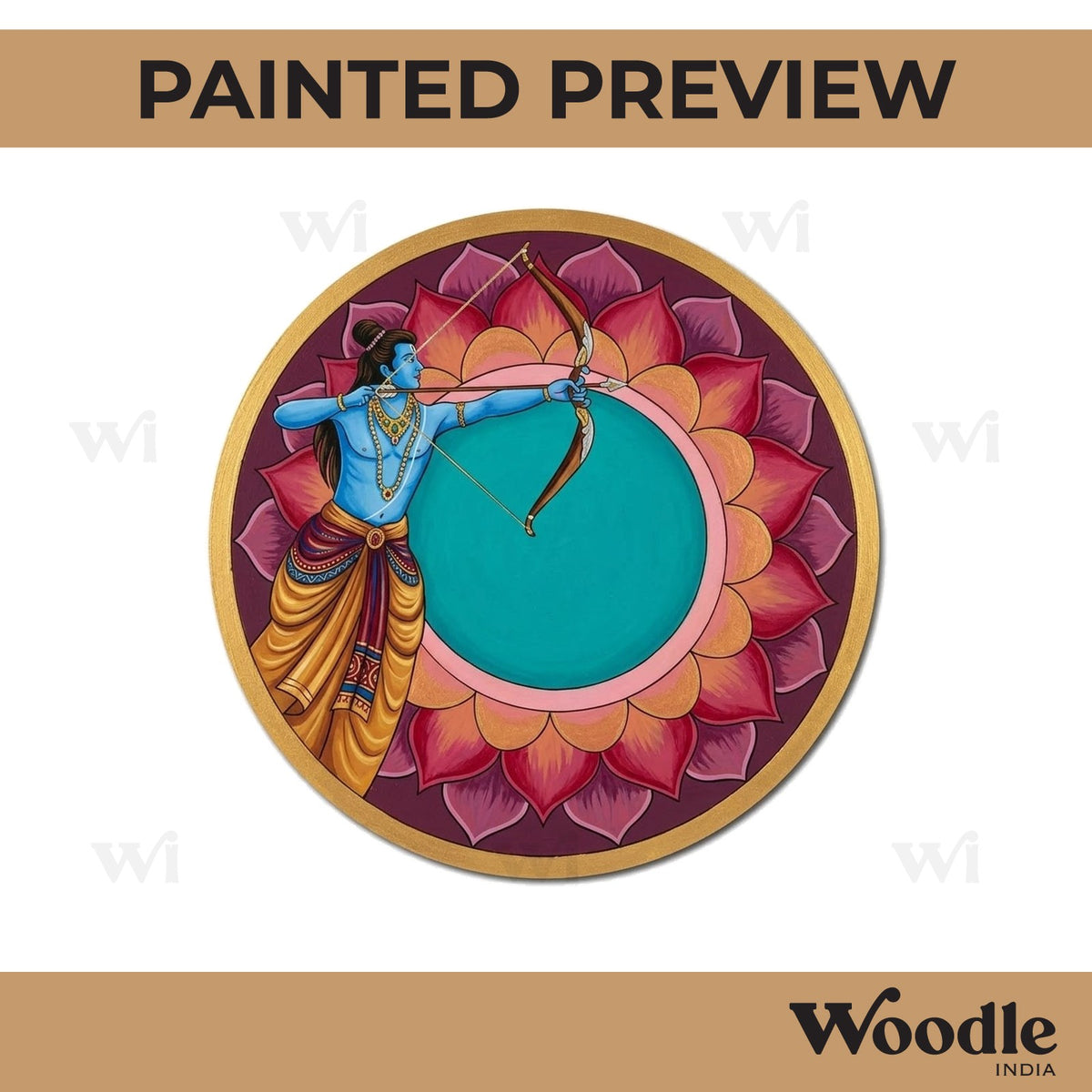 Shri Ram Mandala Pre Marked Round MDF Design 1