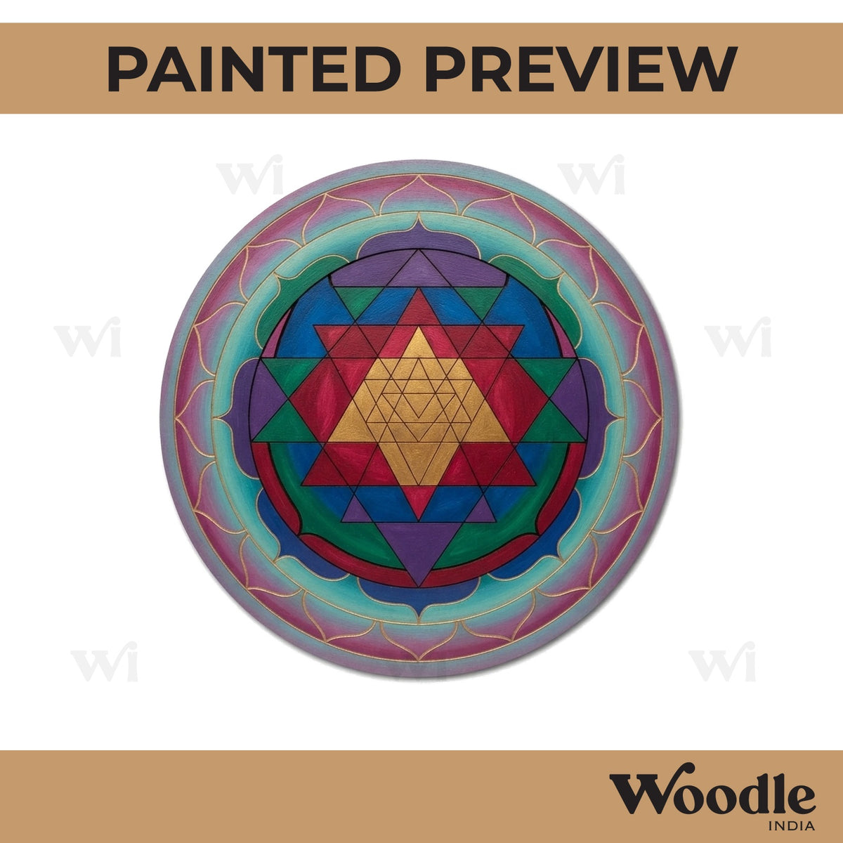 Shri Yantra Mandala Pre Marked Round MDF Design 1