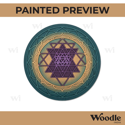 Shri Yantra Round Two Layered Base MDF Design 1