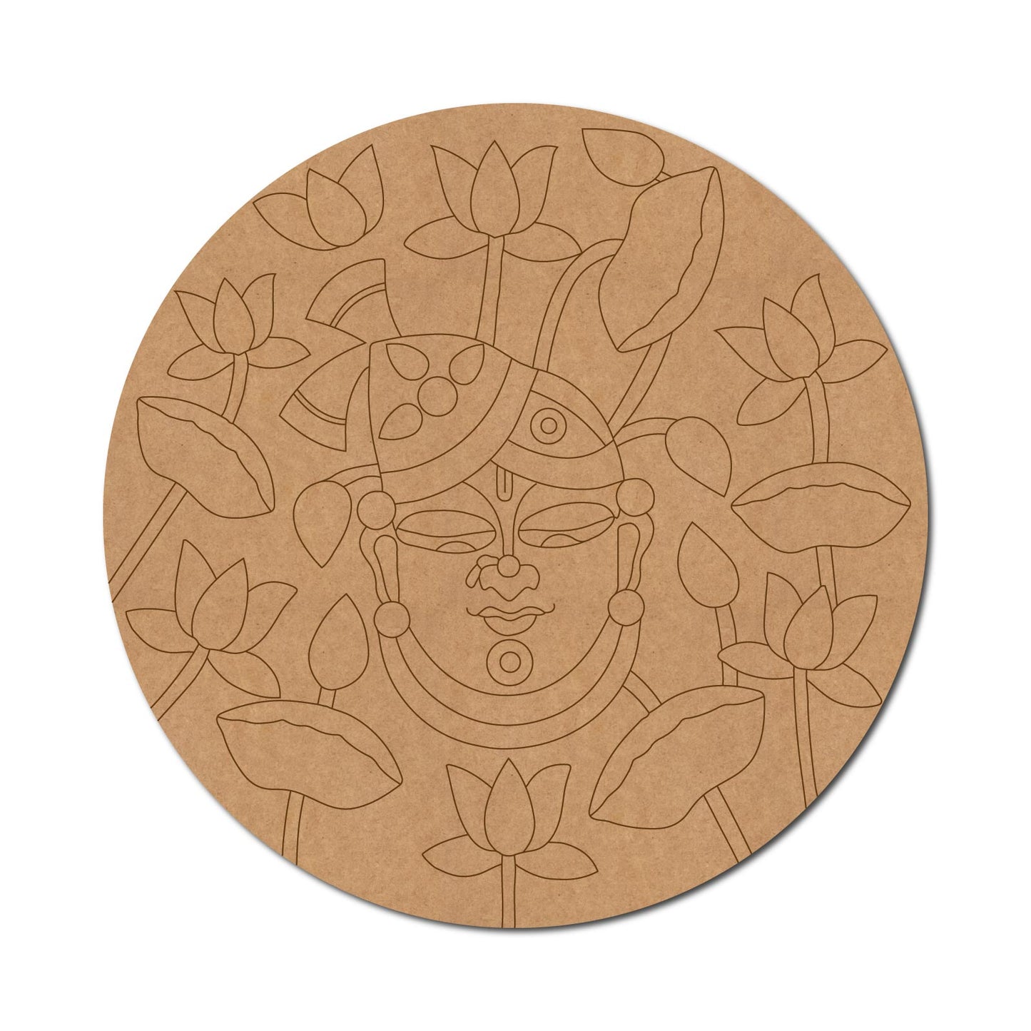 Shrinath Ji Lotus Pre Marked Round MDF Design 1