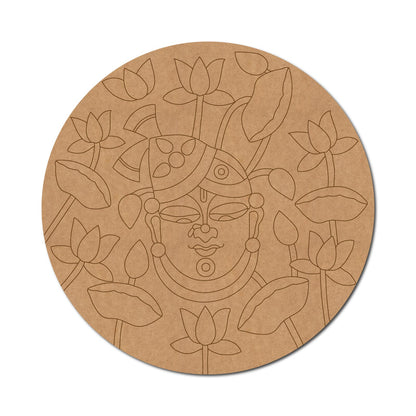 Shrinath Ji Lotus Pre Marked Round MDF Design 1