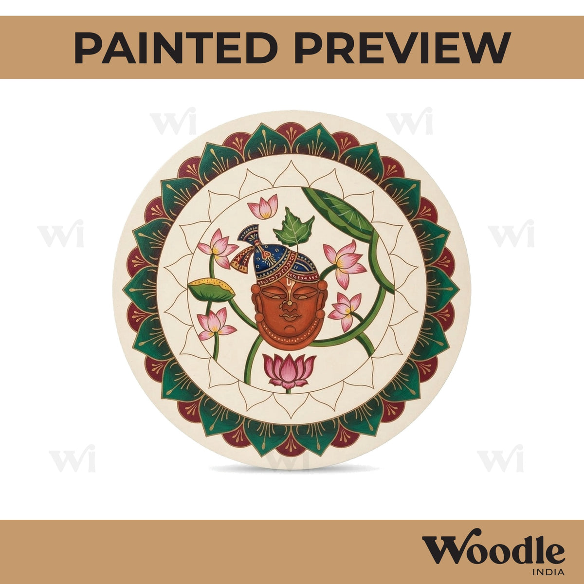 Shrinath Ji Mandala Pre Marked Round MDF Design 1