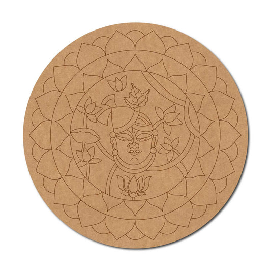 Shrinath Ji Mandala Pre Marked Round MDF Design 1