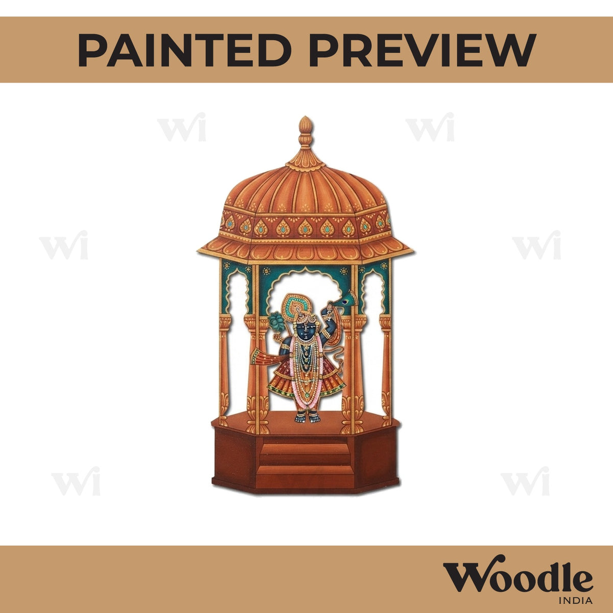 Shrinath Ji Mughal Temple Pre Marked MDF Design 1