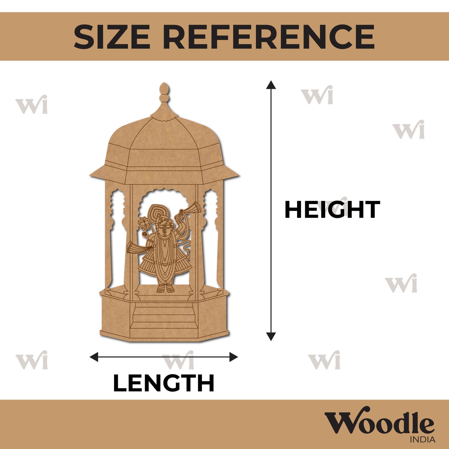 Shrinath Ji Mughal Temple Pre Marked MDF Design 1