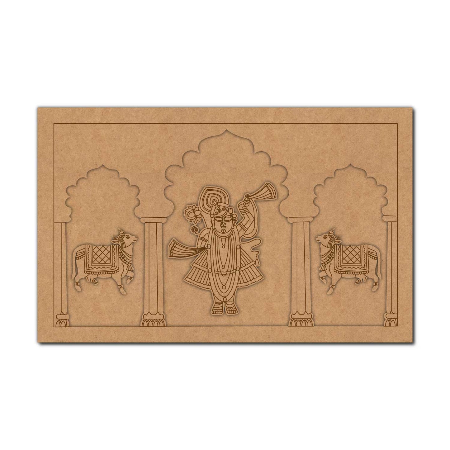 Shrinath Ji Pichwai Cow Jharokha Pre Marked MDF Design 1