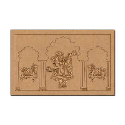 Shrinath Ji Pichwai Cow Jharokha Pre Marked MDF Design 1
