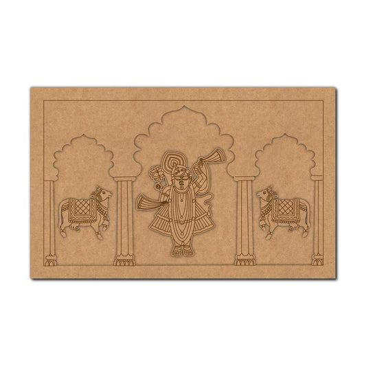 Shrinath Ji Pichwai Cow Jharokha Pre Marked MDF Design 1