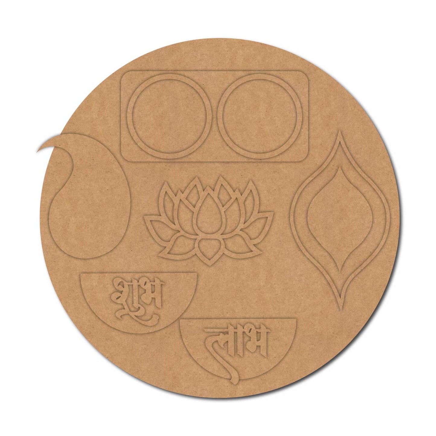 Shubh Labh Lotus Multiple Diya Tealight Holder MDF Design 1