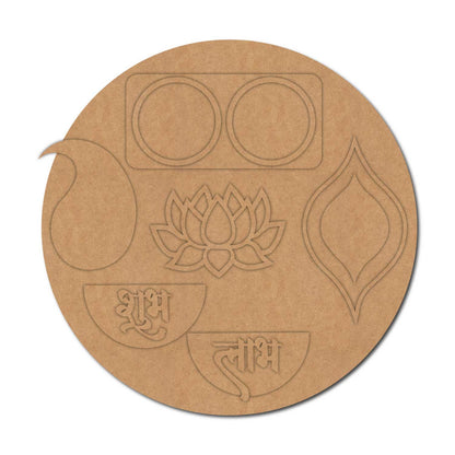 Shubh Labh Lotus Multiple Diya Tealight Holder MDF Design 1