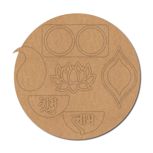 Shubh Labh Lotus Multiple Diya Tealight Holder MDF Design 1