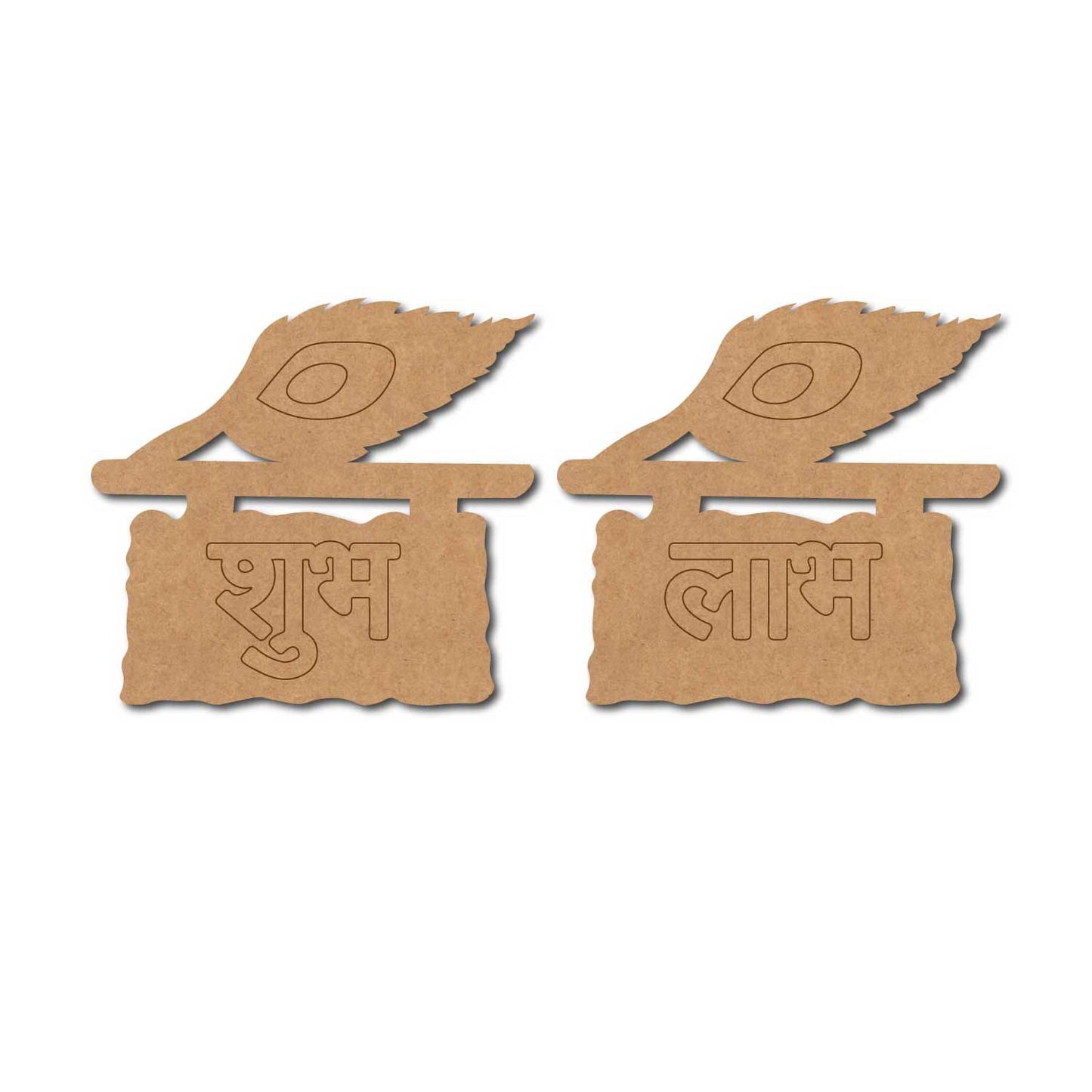 Shubh Labh Mor Pankh Set Pre Marked MDF Design 1