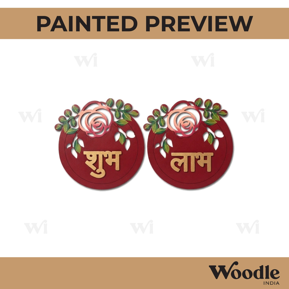 Shubh Labh Rose Round Set Pre Marked MDF Design 1