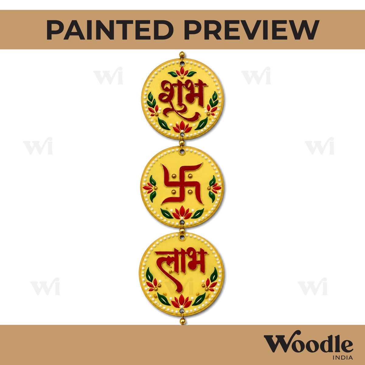 Shubh Labh Swastik Hanging MDF Design 1