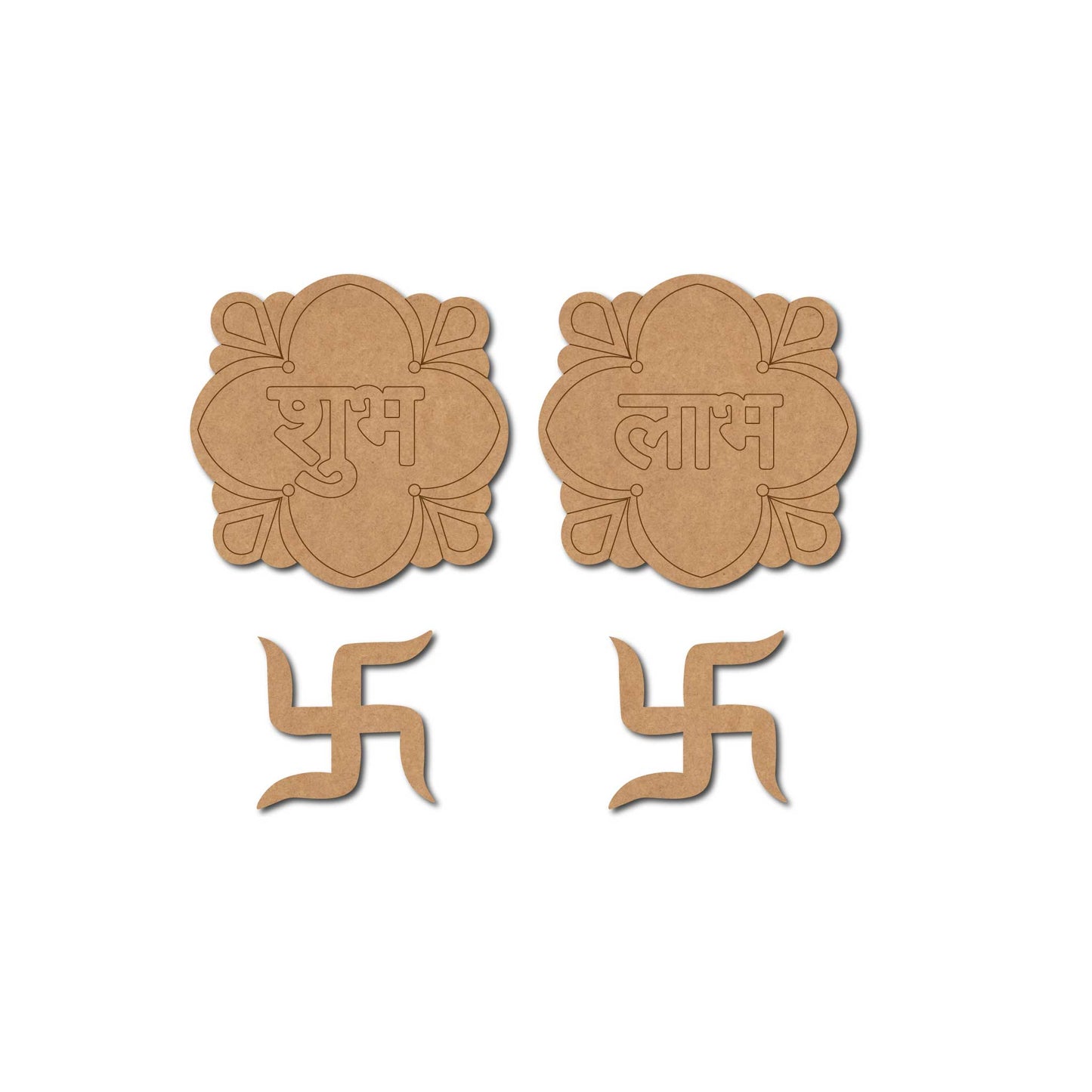 Shubh Labh Swastik Set Pre Marked MDF Design 1