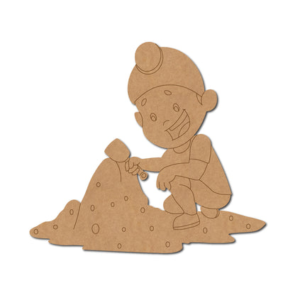 Sikh Boy Playing With Sand Pre Marked MDF Design 1