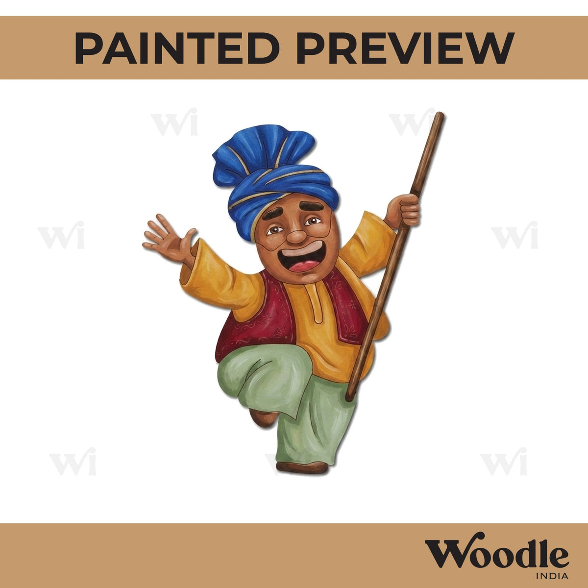 Sikh Man Doing Bhangra Pre Marked MDF Design 1