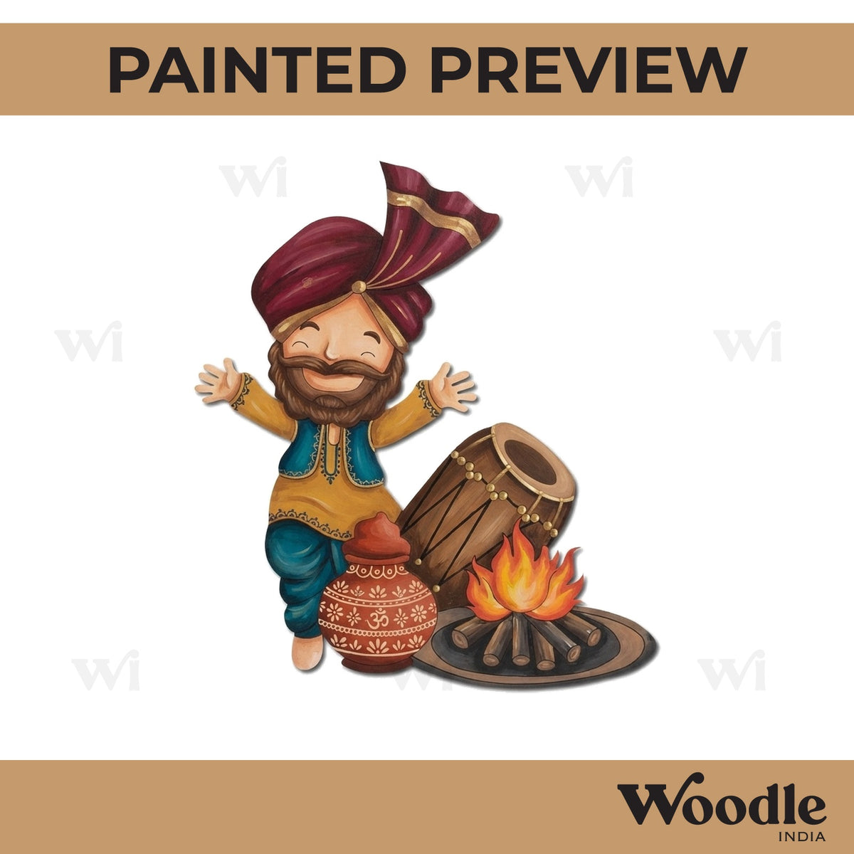 Sikh Man Lohri Base Pre Marked MDF Design 1