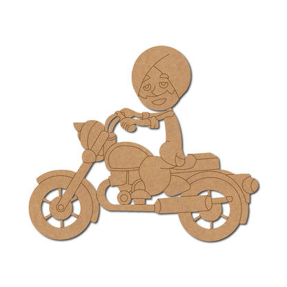 Sikh Man On Motorcycle Pre Marked MDF Design 1