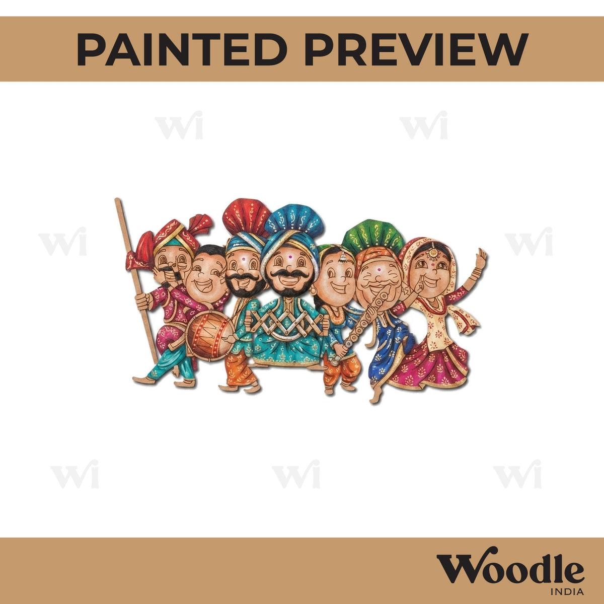 Sikh People Dancing Baisakhi Pre Marked MDF Design 1