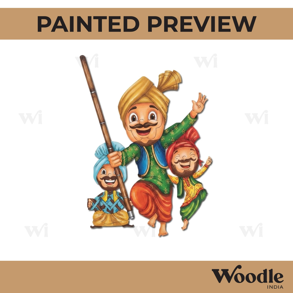 Sikh People Dancing Baisakhi Pre Marked MDF Design 2