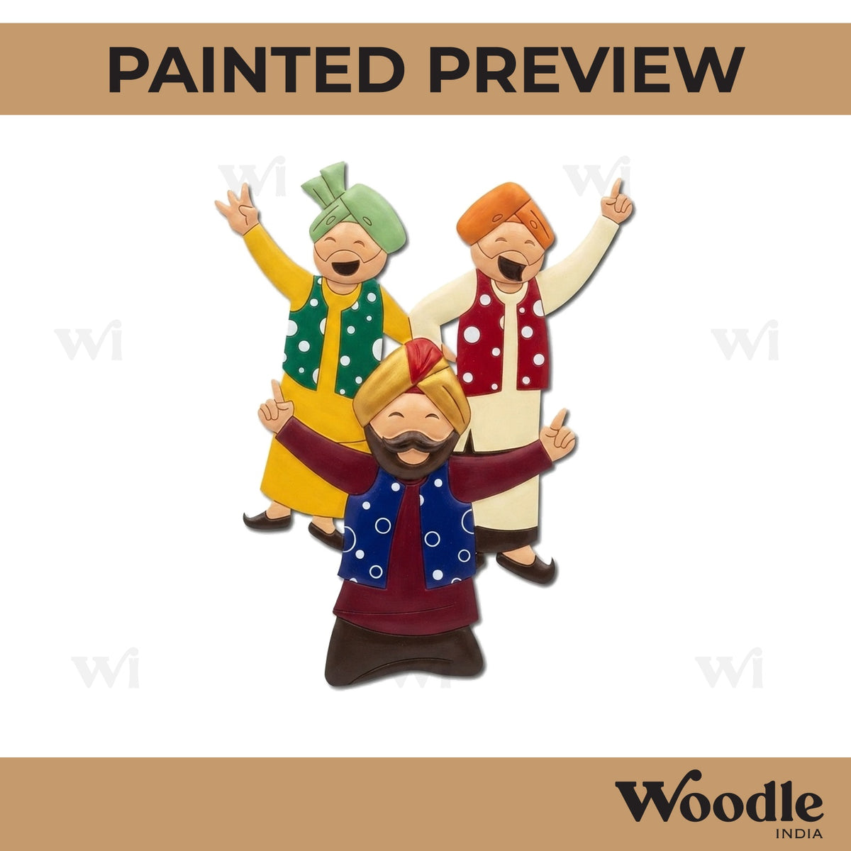 Sikh People Dancing Baisakhi Pre Marked MDF Design 3