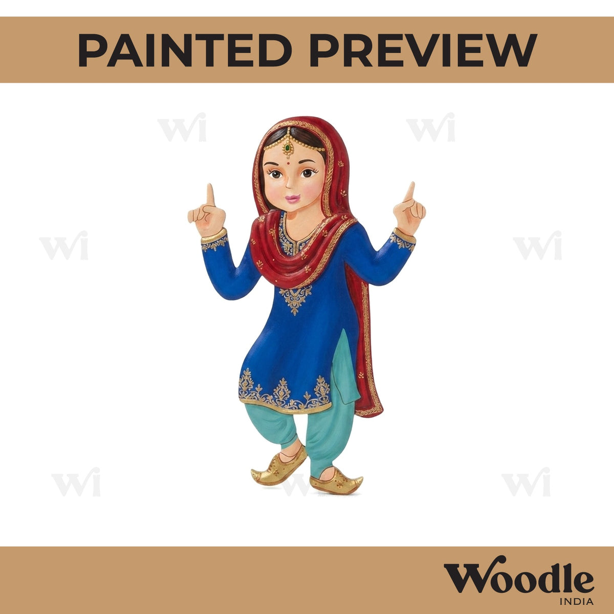 Sikh Woman Doing Bhangra Pre Marked MDF Design 2