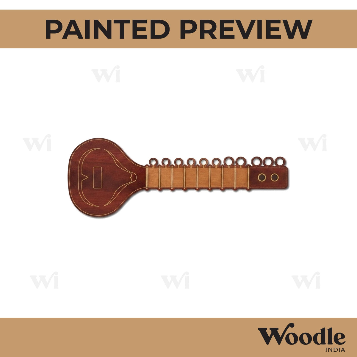 Sitar Musical Instrument Pre Marked MDF Design 1