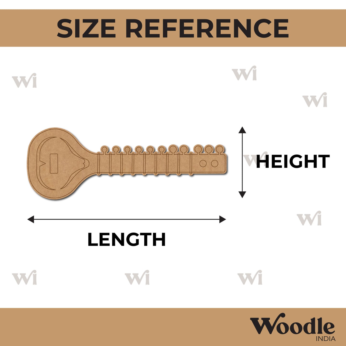 Sitar Musical Instrument Pre Marked MDF Design 1