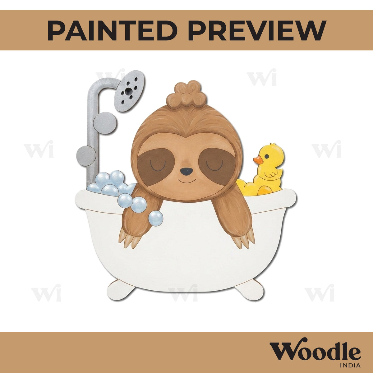Sloth Bathing Pre Marked MDF Design 1