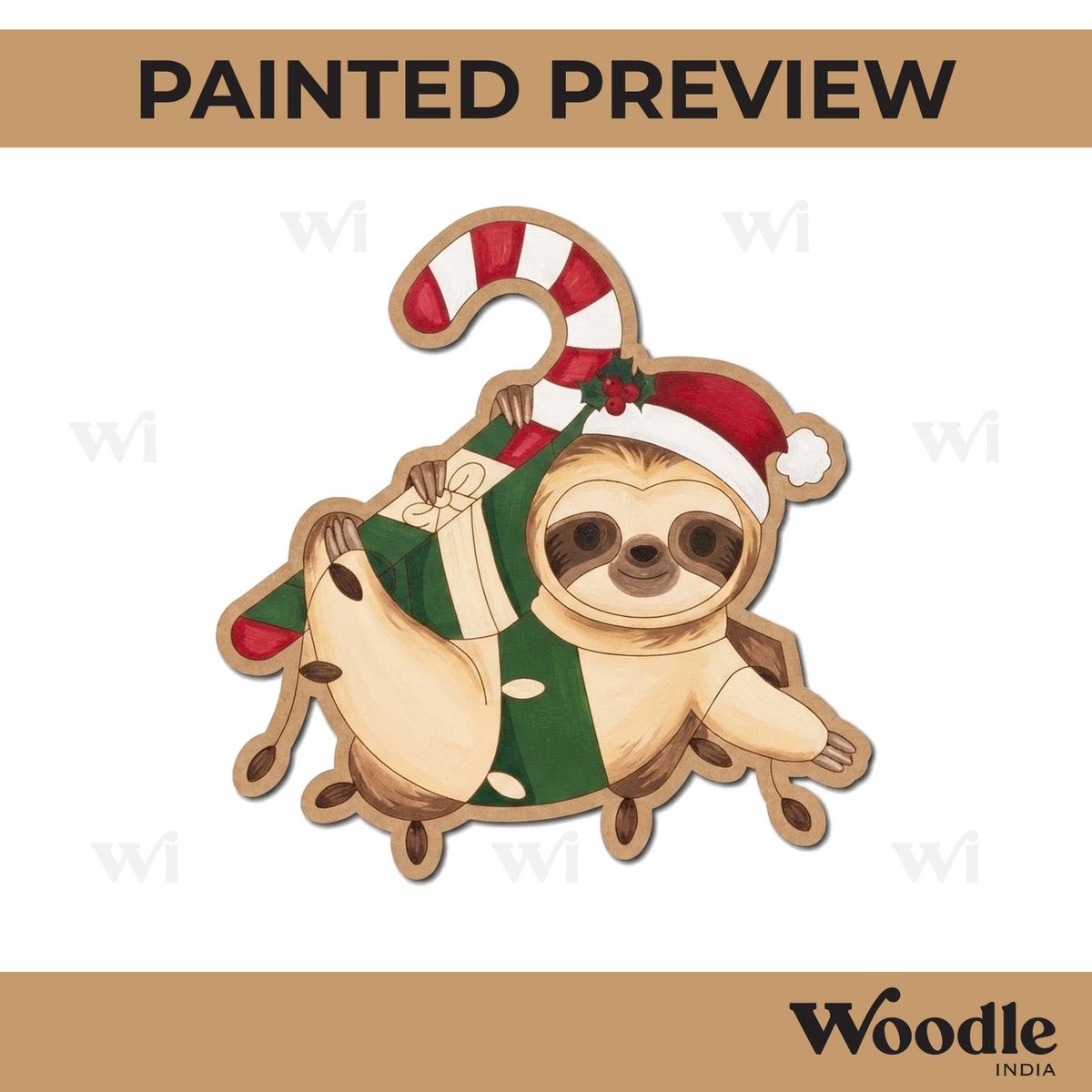 Sloth Christmas Pre Marked MDF Design 1