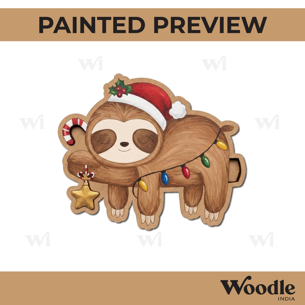 Sloth Christmas Pre Marked MDF Design 6