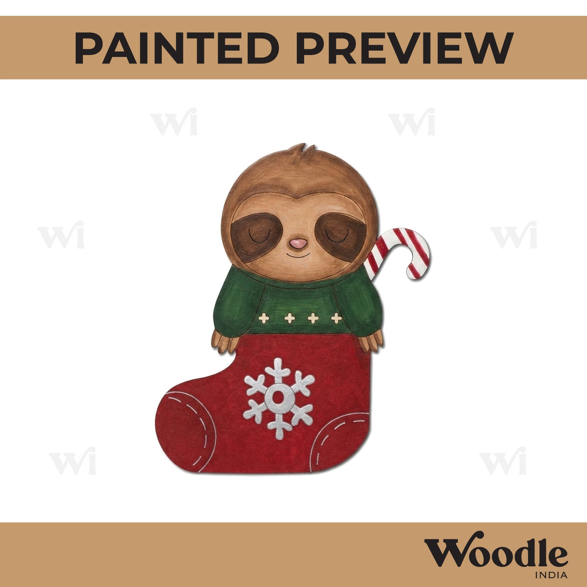 Sloth Christmas Pre Marked MDF Design 7